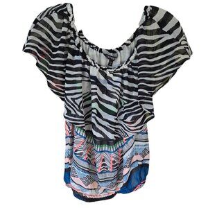 Express Zebra Print Flutter Sleeve Top